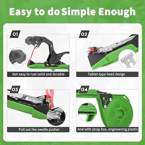 worien Machine à reliure pour plantes avec 10000 agrafes 10 rouleaux de ruban vert et noir en métal et plastique pour tomates, légumes de jardin. - Nail Gallerys