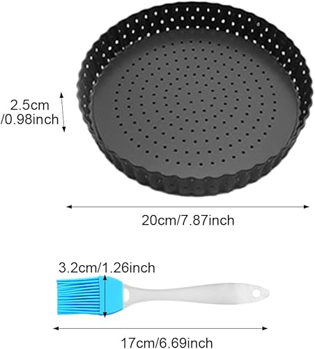 Moule à tarte anti-adhésif de 20 cm, moule à tarte avec base amovible, moule à tarte pour pâtisserie, quiches, flans, moule à quiche rond cannelé, moule à tarte avec pinceau, plat à quiche, plat à - Nail Gallerys