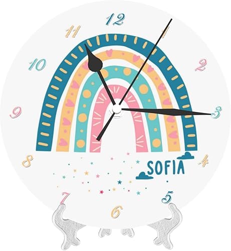 Horloge Arc-en-ciel Personnalisée, Horloge arc-en-ciel Personnalisée avec Texte de Nom, Cadeaux d'anniversaire Personnalisés pour Enfants, Bébé, Horloge arc-en-ciel Personnalisée pour Chambre de Bébé - Nail Gallerys