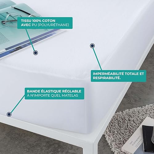 Protege Matelas 160x200 Impermeable 100% Coton - Housse de Matelas 160 x 200 cm Imperméable Coton Respirant – Lavable + Super Absorbante + Réglable - Oeko-Tex | VALENTIA MEDICAL - Nail Gallerys