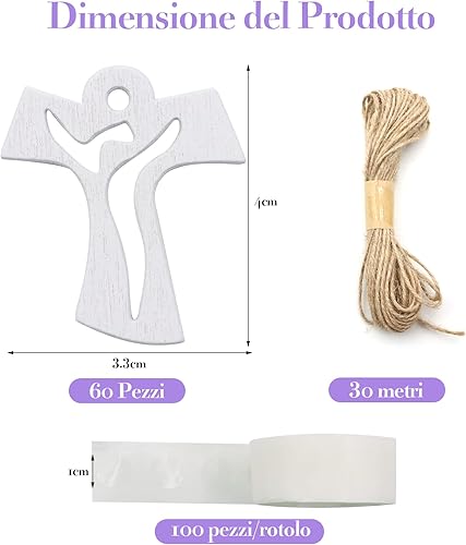 VEGCOO Lot de 60 pendentif croix en bois, communion avec pendentifs en bois, pendentifs décoratifs en bois, pour décoration de Noël, baptême, communion de mariage - Nail Gallerys