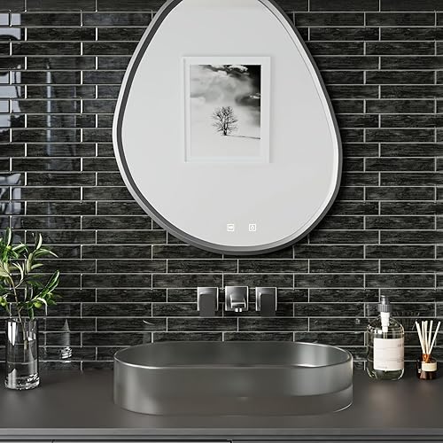 CRE8TIVE Stickers Muraux Cuisine Effet Bois Noir Credence Adhesive Imperméable Carreaux Adhesif Salle de Bain Stickers Carrelage Résistant à la Chaleur Stickers Escalier 30.5cm x 30.5cm 4 Pièce - Nail Gallerys