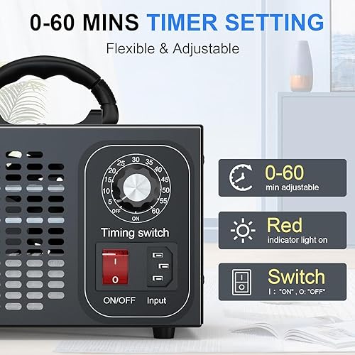 Générateur d'ozone 32000 mg/h Purificateur d'air à l'ozone avec minuterie de 60 min, générateur d'ozone pour voiture, appartement, hôtel, cuisine et animaux domestiques - Nail Gallerys
