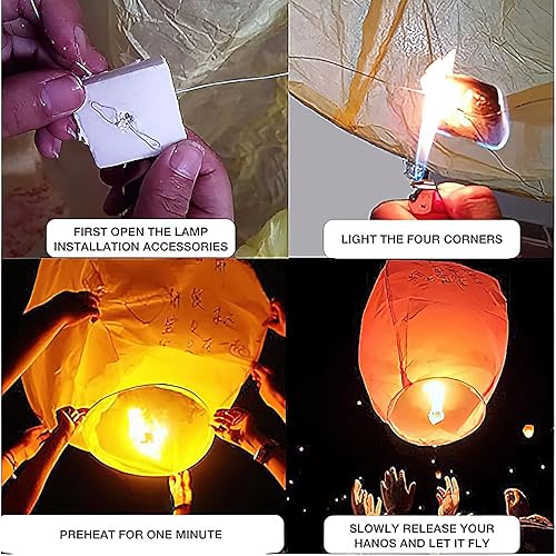 Fivtsme Lanternes Célestes Chinoises, Lanterne Volante 100% biodégradable Papier, Lanternes Chinoises du Ciel Lanterne Volante Chinoise, Utilisées pour Un Anniversaire, Un Mariage, Une fête - Nail Gallerys