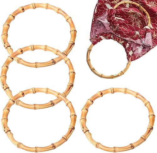 4pcs Pains de sac à main pour les sacs de crochet, poignées de sac à main en bambou rondes, manche de mode remplaçants pour sac de plage sac à main - Nail Gallerys