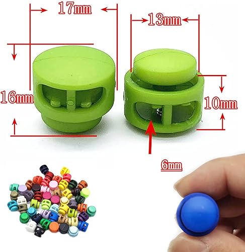 50 Pièces Serrures à Ressort pour Cordons de Serrage Butée à Bascule à Ressort Fin en Plastique Fermeture du Cordon Glissière De Butée à Ressort à Bout De Trou Double (Couleur aléatoire) - Nail Gallerys