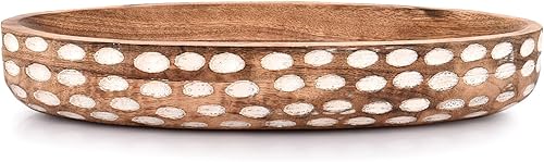 Indus Lifespace Bol décoratif en bois de manguier pour centre de table, salle à manger, salon, maison, cuisine (35,56 cm x 15,24 cm x 5,84 cm) - Nail Gallerys