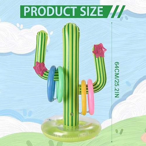 Falafoty 7PCS Cactus Gonflable Jeu de Lancer D'anneau, Bouée Piscine Jouet Anneau Cactus, Anneaux gonflables Cactus Piscine Gonflable Jouets pour Jeu d'eau d'été, Fête sur Plage Hawaïenne Décor - Nail Gallerys