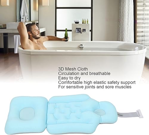 ZJchao Coussin de Baignoire, Coussin d'oreiller de Bain Spa Complet, Matelas de Coussin de Baignoire Pliable Doux et Respirant, Appui-tête Confortable et Soutien du Dos et du Coccyx(Bleu) - Nail Gallerys