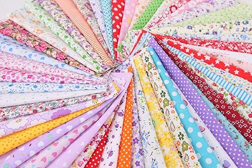 Generic Brands 50 pièces Pas de Répétition Floral Coton Tissu Patchwork 20 * 20 cm Tissus en Coton Bundle Artisanat pour Courtepointe Patchwork Bricolage Couture Artisanat à la Main - Nail Gallerys