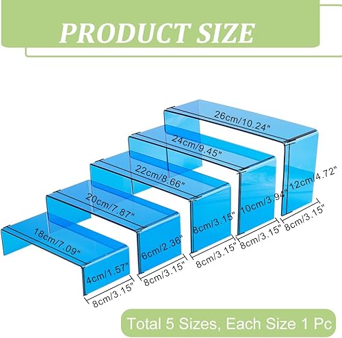 PH PandaHall 5-Tier Acrylique Display Riser Bleu Clair Présentoir Collectibles Stands Étagère Vitrine Luminaires pour Bijoux Cosmétiques Verres Dessert Cupcake Candy Treat Action Figure Display - Nail Gallerys
