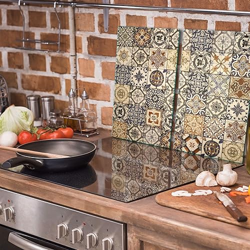 TMK Plaque de protection universelle pour plaque de cuisson 2 x 30 x 52 cm 2 pieces Pour plaques de cuisson Protection contre les éclaboussures Planche a découper en verre trempé Décoration Mosaïque - Nail Gallerys