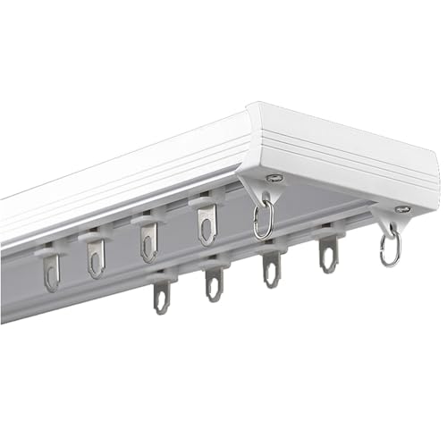 Rail Pour Rideaux Du Salon, Bureau Maison Double Rail De Rideau Montage Au Plafond, Voie De Rideau Coulissant En Aluminium De 1,5 Mm(Color:A-White,Size:400cm(4 * 100cm)) - Nail Gallerys