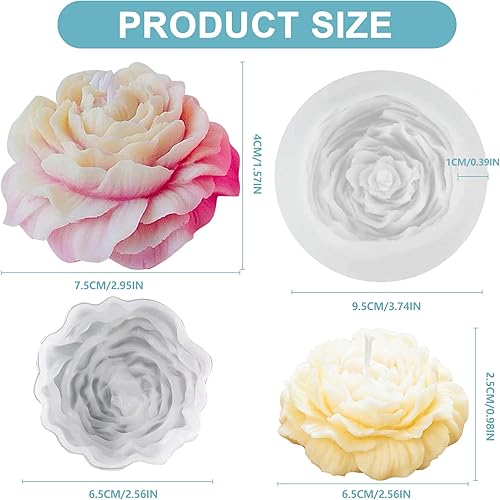 2 Pièces Moule Bougie Silicone 3D DIY, Moule en Silicone en Forme de Fleur Ros, Bougie Fabrication Moule, Cube Boule pour Fabrication, Savon, Chocolats - Nail Gallerys