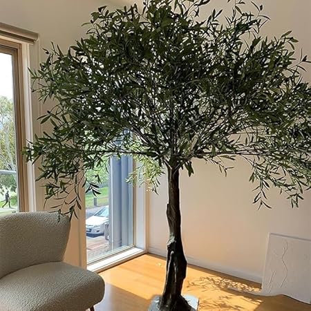 Grand Olivier Artificiel réaliste avec Tronc en Bois Naturel et Feuilles réalistes, Plante Artificielle Facile d'entretien for Salon, Chambre, Bureau et terrasse.(3mx2.5m) - Nail Gallerys