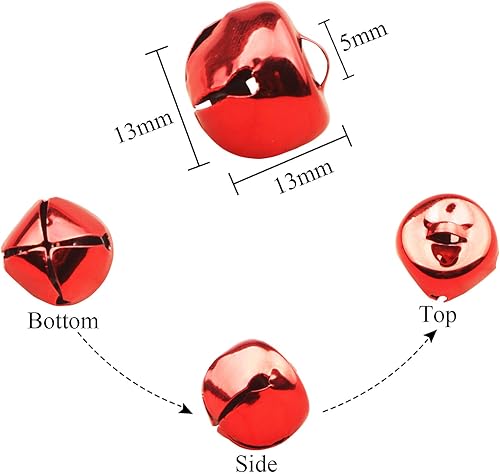 HUASUN 100pcs Petites Clochettes, Cloches de Noël Grelots Clochettes Couleur Grelots en Métal, Cloches de Chien et Chat pour Fabrication de Bijoux, Décorations de Festival de Mariage, 13mm (Argenté) - Nail Gallerys