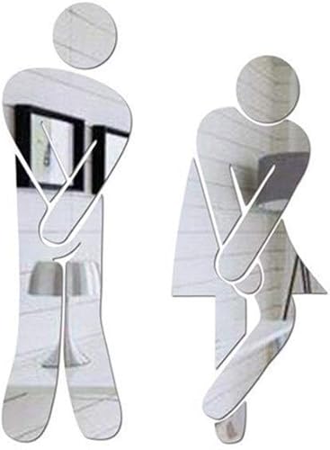 ZXMJYHK Stickers muraux miroirs décoratifs WC Autocollant Famille Bricolage Décor Miroir Sticker Home Décor for Salle de Bain Amovible Mignon Homme Femme d'eau (Color : Marron) - Nail Gallerys