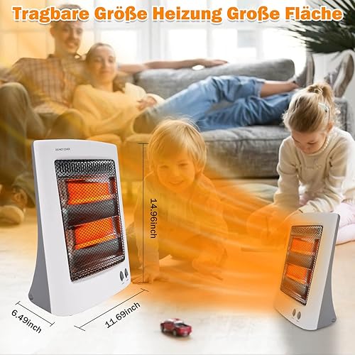 SONBION Radiateur à quartz Infrarouge Halogène 800 W électriques avec 2 Réglages de Chauffage, Chauffage basse énergie, pour bureau à domicile chambre à coucher salon - Nail Gallerys