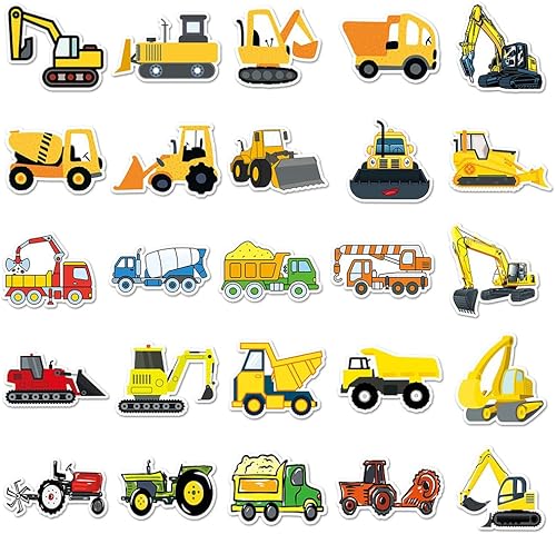 100 Pièces Autocollants pour Pelleteuses, Excavatrice Autocollant Enfant, Camion Autocollants, Vinyle pour Véhicule Stickers, pour Enfants Valise Skateboard Guitare Bouteille d'eau Casque etc - Nail Gallerys