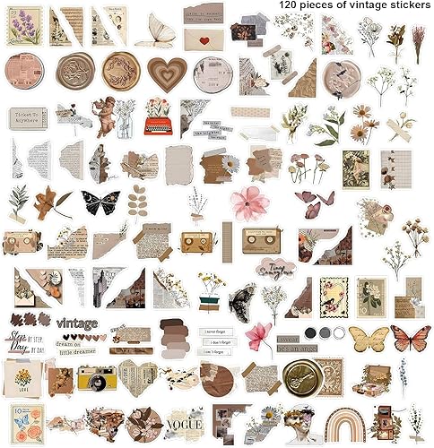 120 Feuilles Stickers, Autocollants Marron Vintage, Stickers Scrapbooking Autocollants Pour Journaux, Scrapbooks, Carnets De Notes - Nail Gallerys