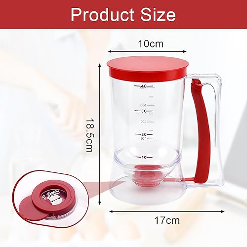 EUIEUT 900ML Distributeur de Pâte à Gâteau en Qualité Alimentaire avec Brosse, Distributeur de Pâte à Crêpes de Précision, Outil de Cuisson de Pâte pour Gaufres, Crêpes, Muffins, Pâte à Frire - Nail Gallerys