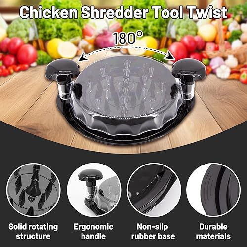 Déchiqueteuse de poulet à torsion, broyeur de viande avec brosse de nettoyage, machine à déchiqueteuse de poulet visible pour bœuf, poulet, porc, fromage dur, hachoir à viande amovible - Nail Gallerys