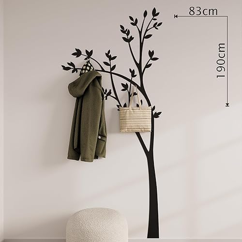 Porte manteau mural design Arbre | Meuble entree porte manteau | Portemanteaux pour entrée | Porte manteau mural vertical | Porte-manteau moderne avec 6 crochets | Coat rack 190x83cm - Nail Gallerys