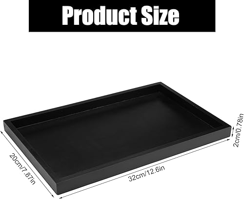 Plateau Bois Rectangulaire 32 X 20 X 2cm, Plateau de Service Bois Antibactérien et Anti-Moisissure pour Thé, Boissons, Café, Snacks, Fruits, Maison, Cuisine, Salle de Bain, Restaurant et Bar (Noir) - Nail Gallerys