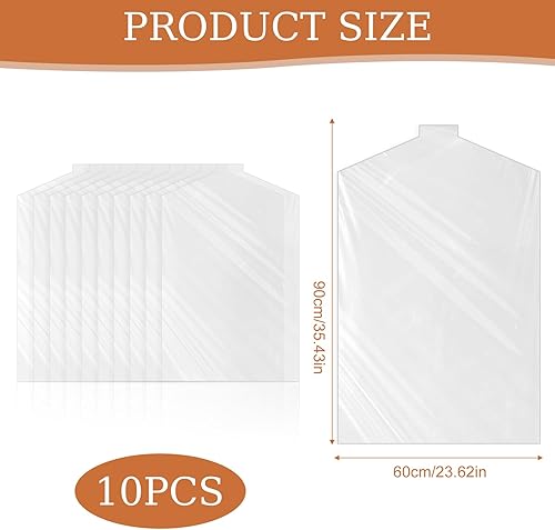 10 Pièces Housses de Vêtements Plastique 60x90cm, Protège-Vêtements à Suspendre Transparent Housse Vetement Penderie Anti-Poussière Imperméable pour Costume Manteau Blazers Chemises Robes - Nail Gallerys