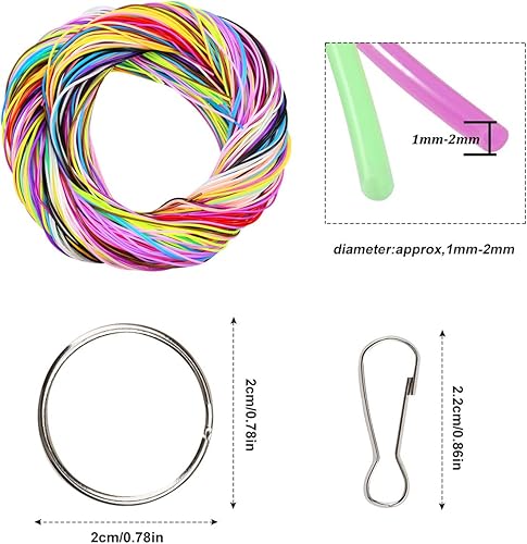 Vascinate Kit de 200 pcs Fils Elastique, Cordes en Plastique, Cordon Bricolage Craft Main pour la Fabrication de bijoux-20 Couleur avec Crochets Clip d'accrochage - Nail Gallerys