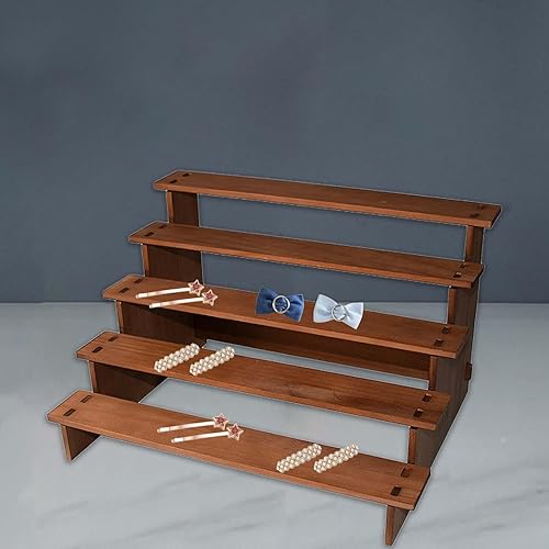 MagiDeal Présentoir de comptoir en Bois, Support à épices à 5 marches, Support d'exposition Rustique Polyvalent, Support de Service à Plusieurs Niveaux pour Le, 50x30x23.2 cm - Nail Gallerys