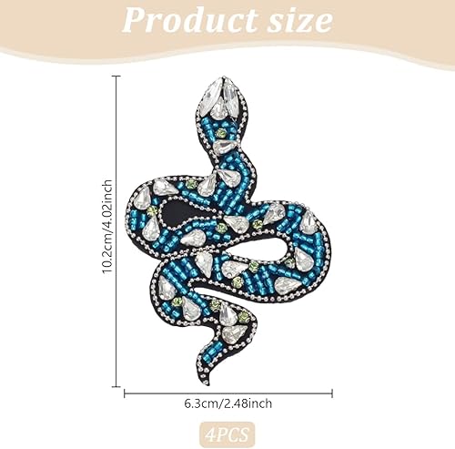 WEBEEDY 4 PCS Strass Serpent Perles Patchs à Coudre Sur Cristal Applique Patchs DIY Bling Paillettes Broderie Appliques Décoratives Patchs pour Vêtements Robe Chapeau Sac Veste Chaussures - Nail Gallerys