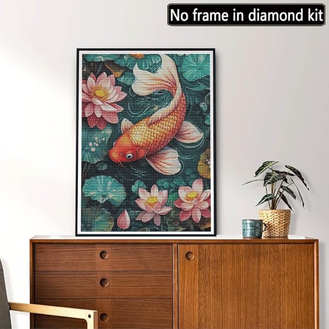 MOMAKA 5D Diamond Painting Kits Poisson Rouge, Diamant Peinture Kits Point De Croix Broderie Lotus, Animal, Kits Diamant Arts Craft Cross Embroidery Pour La Décoration Murale à Domicile 30x40 cm - Nail Gallerys