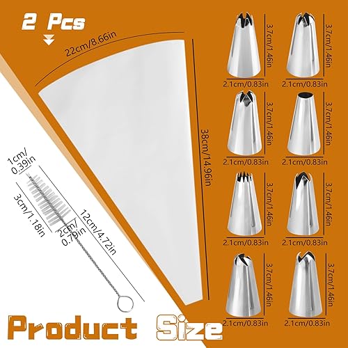 Set De 11 Poche A Douille Patisserie Professionnelle, Poche A Douille Reutilisable avec Embouts En Acier Inoxydable, Poche Douille Patisserie, Poche Patisserie pour Cupcakes, Biscuits Cupcake - Nail Gallerys