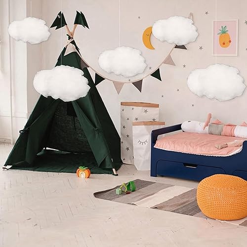 Nozldots Lot de 18 décorations nuages pour plafond, décoration nuage suspendu en simulation de coton, accessoires de nuages artificiels 3D - Nail Gallerys