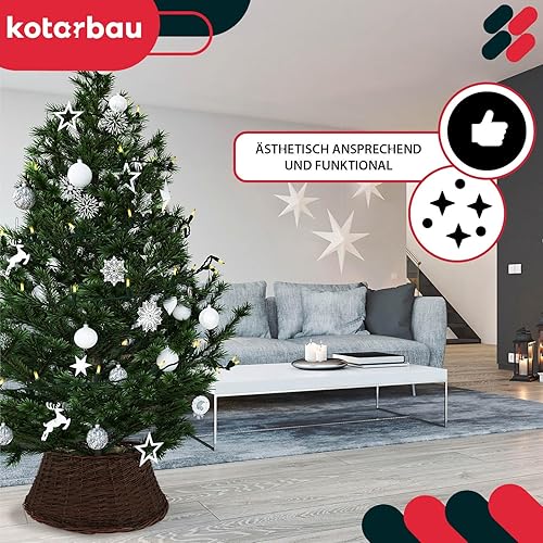 KOTARBAU® Panier de Sapin de noël Ø 60 cm Housse pour Sapin de Noël en Osier Support pour Sapin de Noël en Rotin Naturel Housse Cache Pied Sapin de Noel Osier rotin Sapin Osier Jupe Sapin Cache Sapin - Nail Gallerys