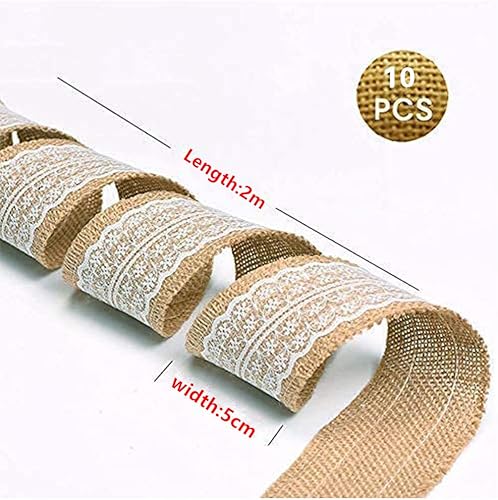10 rouleaux rouleau de ruban de toile de jute de dentelle Blanche naturel, Fait de ruban de jute naturel et de dentelle de soie blanche.Déco Mariage et les emballages-cadeaux. - Nail Gallerys