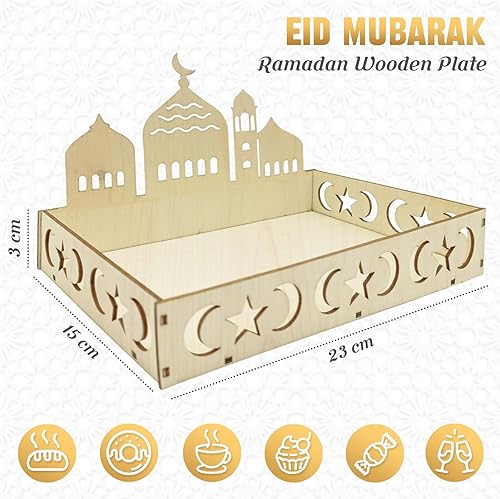 Axingqiwu Plateau Ramadan, Decoration Ramadan 2024, Table à Manger de la Maison Deco Ramadan, Plateau en Bois Eid Mubarak, Plateau en Bois Ramadan - Nail Gallerys
