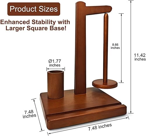 Dérouleur de laine en bois magnétique rotatif - Support de bobine de fil avec seau de rangement et support pour téléphone portable - Enrouleur de laine pour crochet et accessoires de tricot - Cadeaux - Nail Gallerys