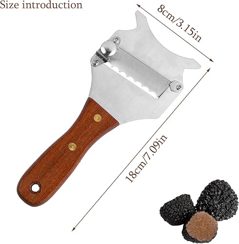 Anseom Coupe-Truffe,Râpe à Truffe Inox avec Poignée en Bois Trancheur de Truffes Rasoir Chocolat Trancheur Truffes Rasoir Truffes pour Truffle,du Chocolat, Légumes, Ail, Champignons - Nail Gallerys
