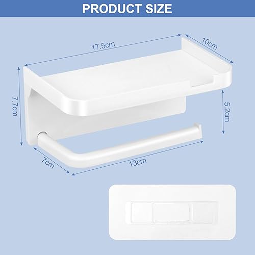 Porte-Rouleau avec étagères Spacieuses, Porte-Papier Mural, Support de Papier Toilette Auto-adhésif, Porte-Papier Toilette sans Perçage, pour Toilettes et Cuisines, Salle de Bain, Rangement - Nail Gallerys