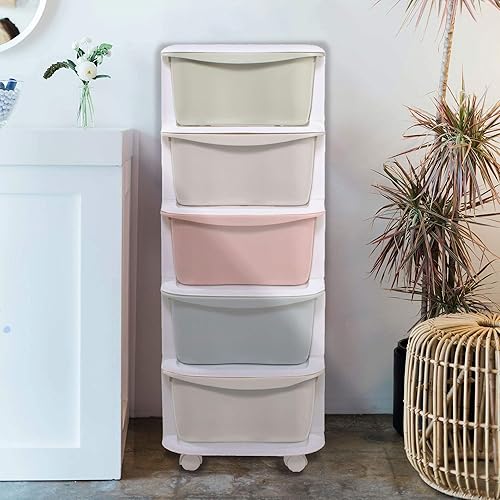 SPRINGOS Étag?re pour enfants | pastel | 100 x 37 x 37 cm | chambre d’enfant | chariot | salle de bain | étag?re mobile | boîtes de rangement | étag?res en plastique | conteneurs - Nail Gallerys