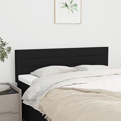 vidaXL 2X Têtes de Lit Meubles de Chambre à Coucher Accessoires de Lit Simple Têtes de Cadre de Lit Intérieur Gris Foncé 80x5x78/88 cm Tissu - Nail Gallerys