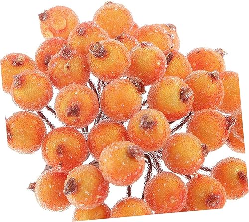 Artibetter 200 Pièces Mini Noël Fruits Givrés Baies Givrées Décor De Fleurs Artificielles Glaçage Verre Perle Baies Orange Houx Fruits Givrés Fruits Givrés - Nail Gallerys
