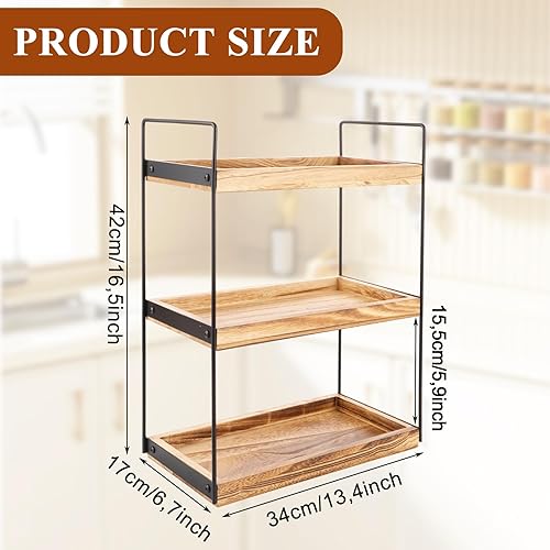 DAJAVE Étagère de salle de bain à 3 niveaux, en bois, résistante à l'humidité, avec structure en métal, étagère multifonctionnelle, pour cosmétiques ou en bois pour coiffeuse - Nail Gallerys