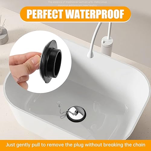 PEAKGEAR Lot de 2 bouchons d'évier universels de rechange en caoutchouc rouge, taille 42 mm à 45 mm, chaîne 40 cm - Nail Gallerys