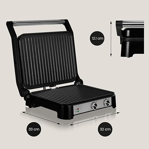 ZEEGMA GRILL CHEF BASE CONTROL 2-en-1 Gril Électrique à Contact, Grille-Pain pour Panini, Toast, Steaks, 2000 W, Revêtement Antiadhésif Minuterie Réglage de la Température et de l'Angle d'Inclinaison - Nail Gallerys