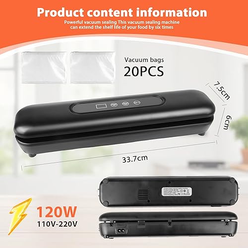 Sporgo Appareil de mise sous vide : machine à emballer sous vide avec 20 sacs sous vide, pour aliments, avec affichage LED, appareil de soudage compact, entièrement automatique pour tous les aliments - Nail Gallerys
