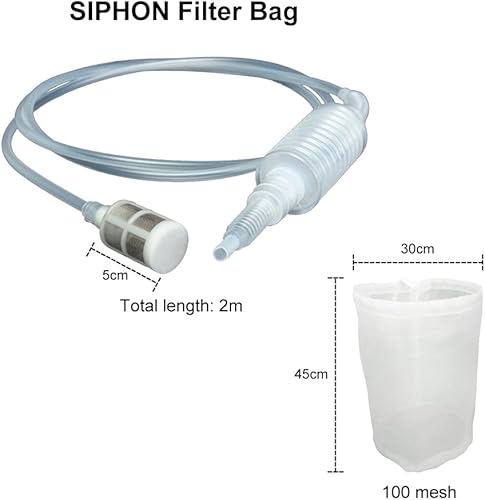 Siphon de Brassage,Siphon Filtre Tube,Syphon Filter,Brew Tube de Siphon,Tuyau de Siphon en Plastique Qualité Alimentaire,Tube de Siphonage à La Main,Pour Fabrication de Vin Et de Bière,2 Mètre - Nail Gallerys