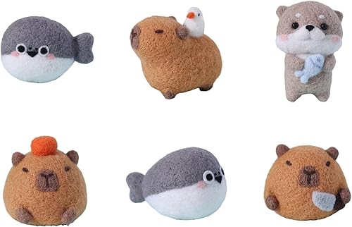 FGDTREE Kit de feutrage à l'aiguille Capybara - Fournitures de feutrage à l'aiguille pour débutants - Matériel de laine de poke - Nail Gallerys